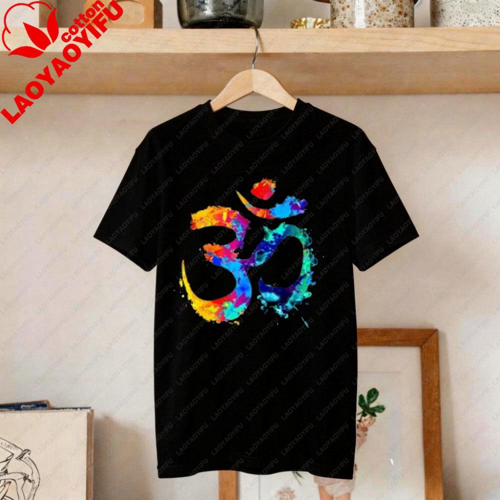 

Om Logo Yoga Short Sleeve WhiteBlack Unisexs Womens T Shirt Creative Pattern Print Design Short Sleeve Summer Casual Tee Tops S