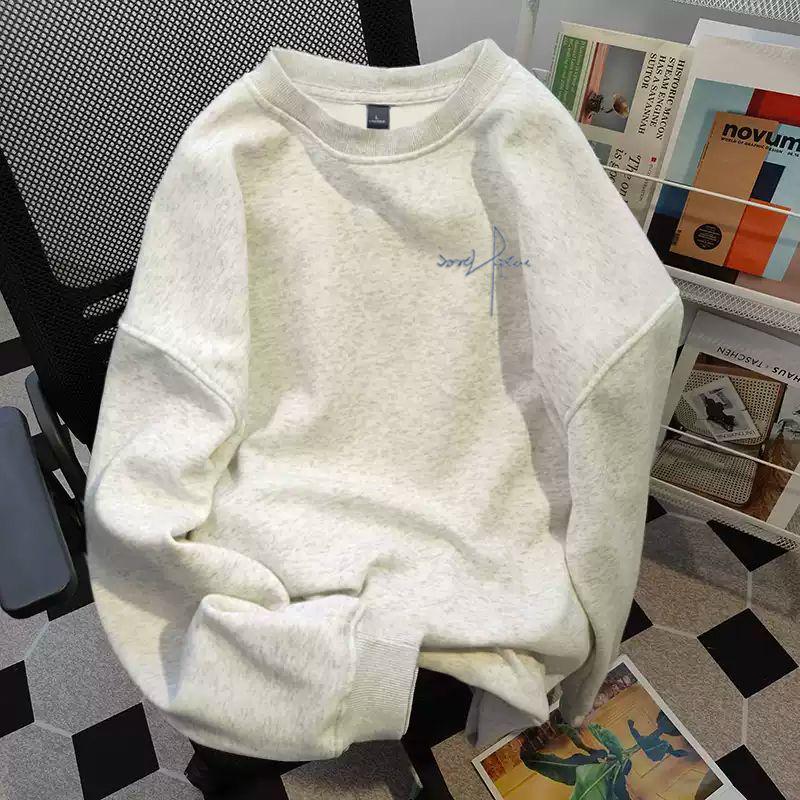 Men's Gray Hooded Sweatshirt: Thick, Velvet-Lined, Trendy American Style for Autumn/Winter