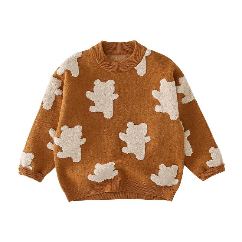 

Детский вязаный свитер Mountain Series 2024 Winter - плотный хлопок для мальчиков и девочек кофейный