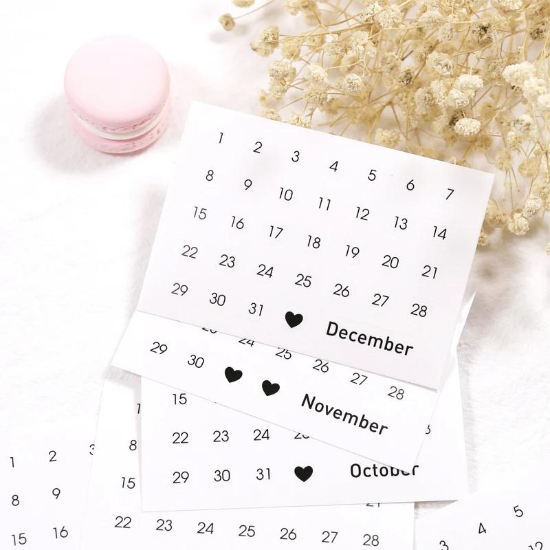 Transparent Date Stickers for Full Year 365 Days Planner Stickers Weekly Monthly Daily Book Label Index Stationery Stickers