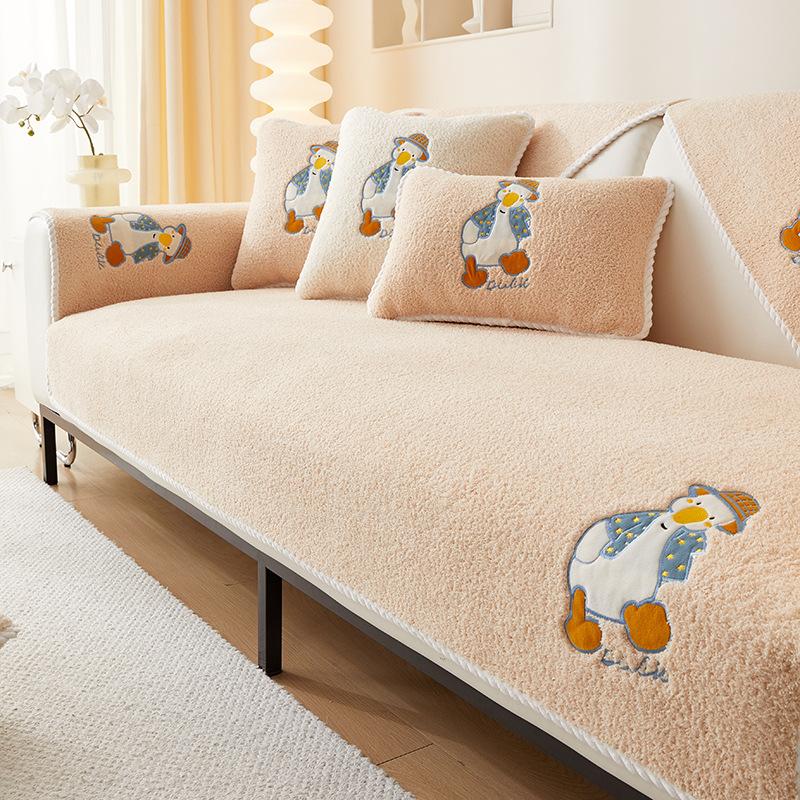 

Новая зимняя диванная подушка Meiziran, красивая бархатная нескользящая диванная подушка с бархатным принтом, мягкая и удобная диванная подушка, которую можно стирать в машине 30*50cm, pillowcase розовый