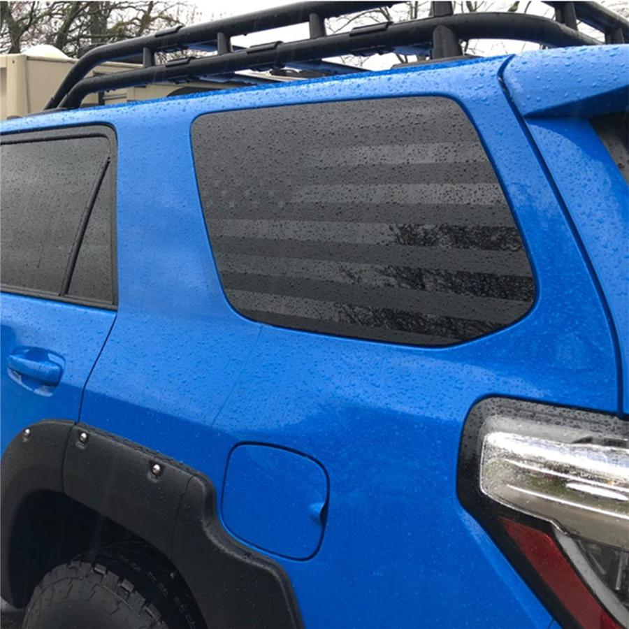 2x Quarter Window US Flag Decal Sticker For Toyota 4Runner 2010-2022 Matte Black