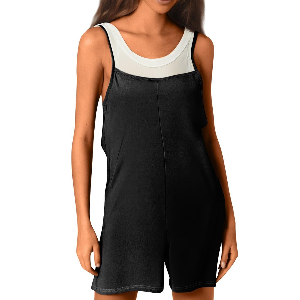 Damen Lässige Und Modische Ärmellose Camisole Mit Tasche Jumpsuit Shorts Jumpsuit Shorts
