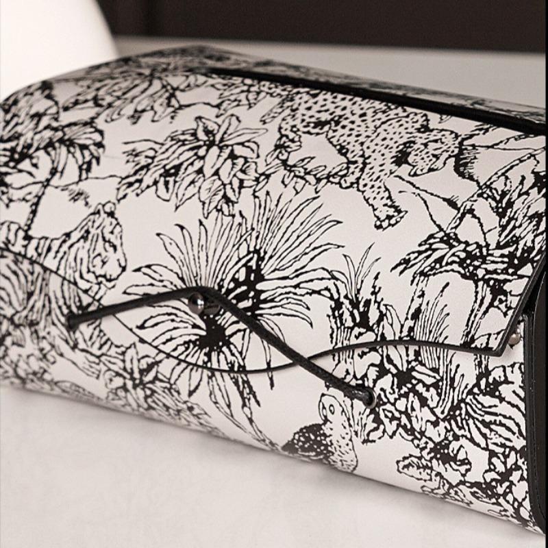 Leather Tissue Box Luxury Tissue Storage Case Aesthetic Napkin Organizer Boxes Elegant Plush Napkin Cases Table Decorations