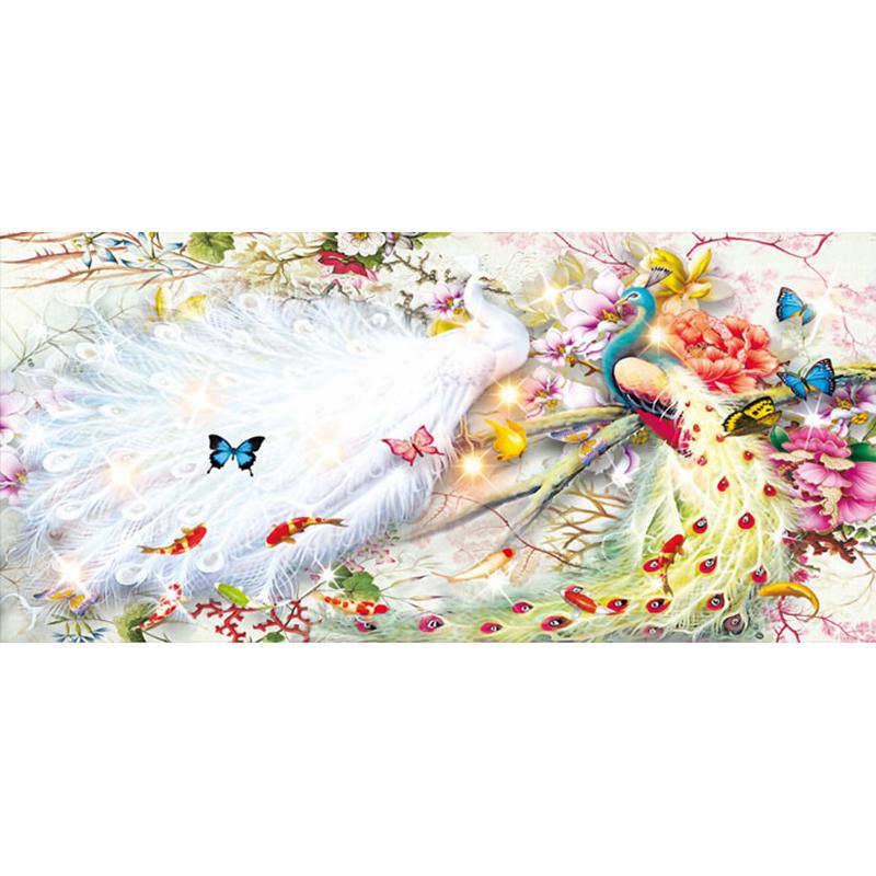 

5D DIY Полный комплект алмазной живописи Цветок павлина Алмазная вышивка Животные Вышивка крестиком Настенная живопись Гостиная Домашний декор 60x120CM