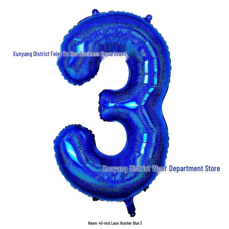 Large 40-Inch Navy Blue Laser Number Foil Balloon for Birthday Decoration