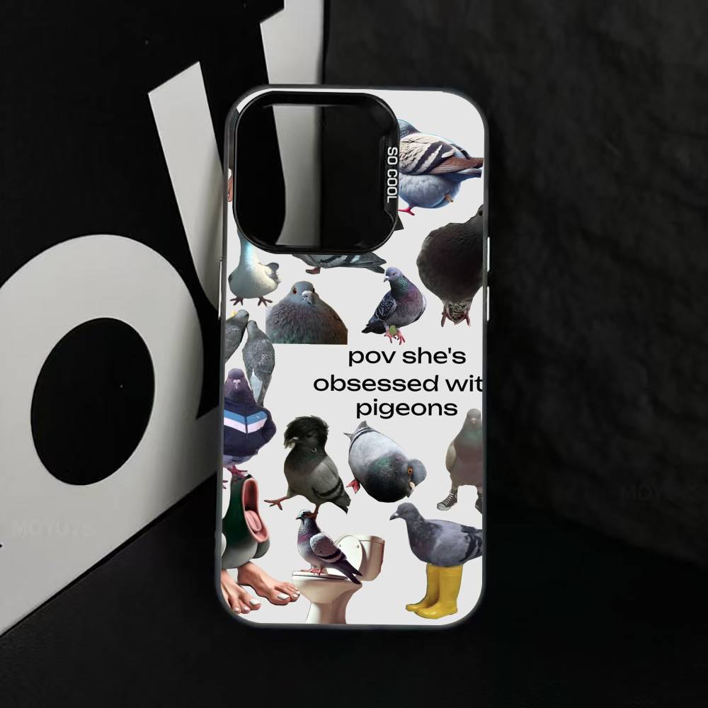 

Funny silly pigeon Phone Case For iPhone 17,16,15,14,13,12,11 Plus,Pro Max,XS,Colorful Silver Phone case Funda Cover iPhone16plus