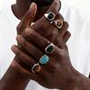 Natural Stone Ring for Men Boys,Waterproof Oval Thumb Ring Tail Ring,Stylish Trendy Jewelry Gifts