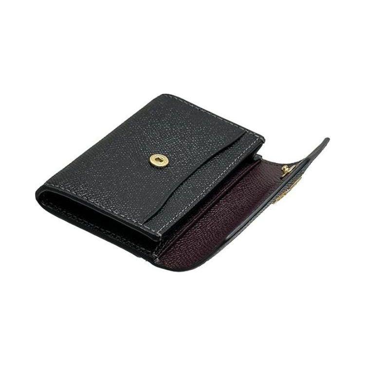 Coach Card Case 10 Gold Horse And Carriage Logo Flip Crossgrain Leather Wallet Women Wallet Black CH487-IMBLK