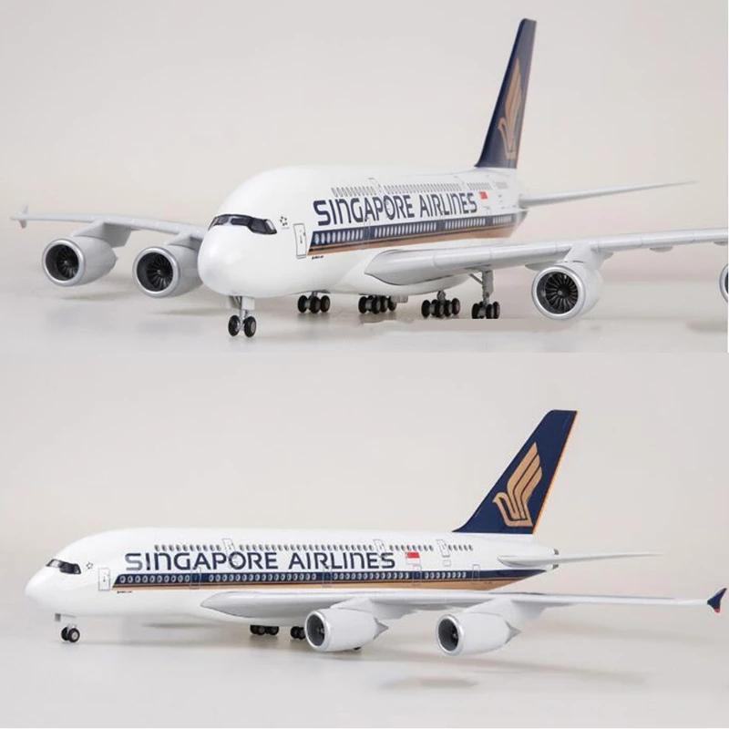 1/160 Scale 47CM A380 Singapore Airlines Aircraft Model Decoration Lightweight Die-cast Resin Model Airplane with Wheels Aviatio