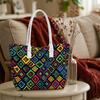 Colorful Geometric Pattern Tote Bag Casual Portable Large Capacity Daily Use Shoulder Handbag