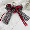 Exquisite Ornament Lace Bow Keychain Hollow Design Bag Pendant Ribbon Keyring  Backpack Accessory