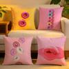 Cushion Cover  Linen  SkinFriendly Soft Decorative Case For Sofa Home Decor Sweet Donut Cute Anime Pillow Cover