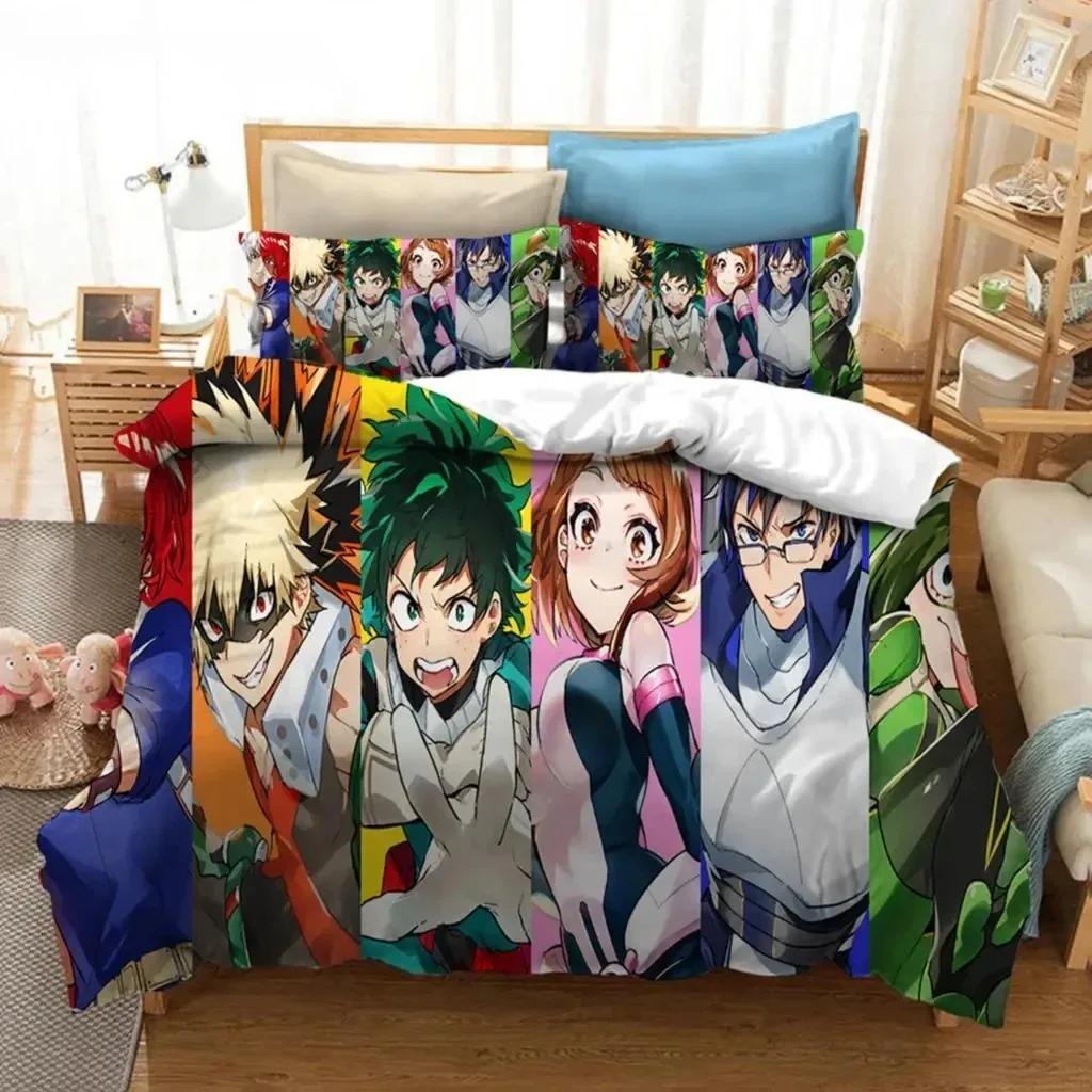 Anime My Hero Academia Bedding Set Boys Girls Twin Queen Size Duvet Cover Pillowcase Bed Boys Adult Fashion Home Textileextile