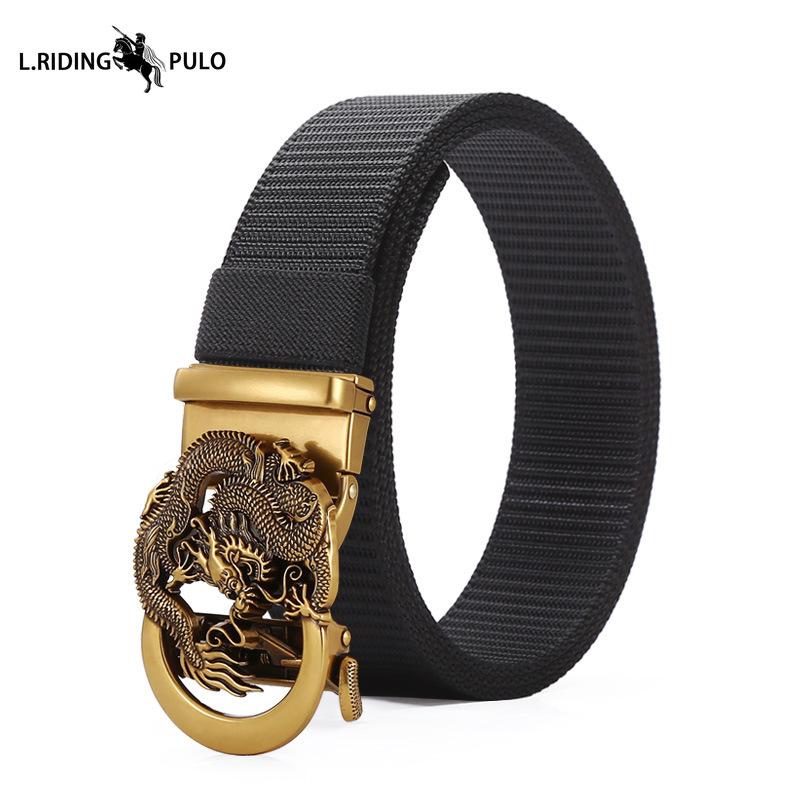 Men's Belt Toothless Alloy Automatic Buckle Men's Belt Imitation Nylon Canvas Youth Versatile Casual Belt