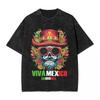 Viva Mexico Washed T-Shirt Couple Patriotic Celebration Awesome Casual T-Shirts Beach O-Neck Hipster Tees Print Big Size Tops
