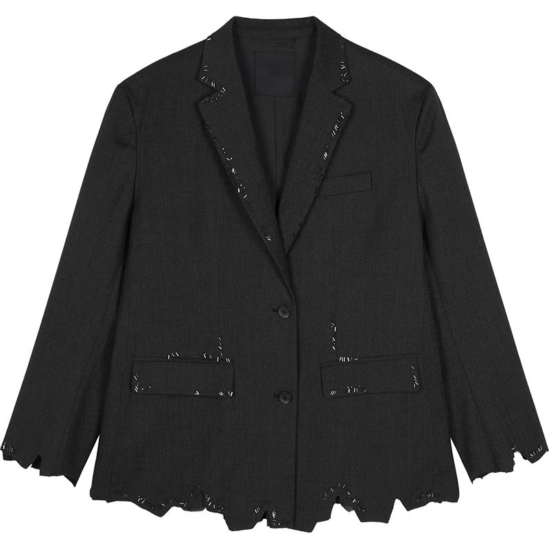 JNBY Fall Hand-Beaded Irregular Cut Blazer