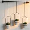 1 Set Hanging Plant Pot Wall Plant Hanger Includes Adjustable Metal Rod 3 Planters And Nylon Ropes Flower Pot Hanger