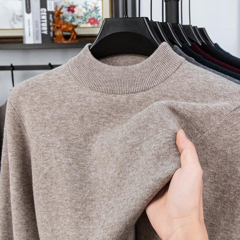 

480g Pure Wool Half-High Collar Heat-Storing Knit Winter Sweater for Men M