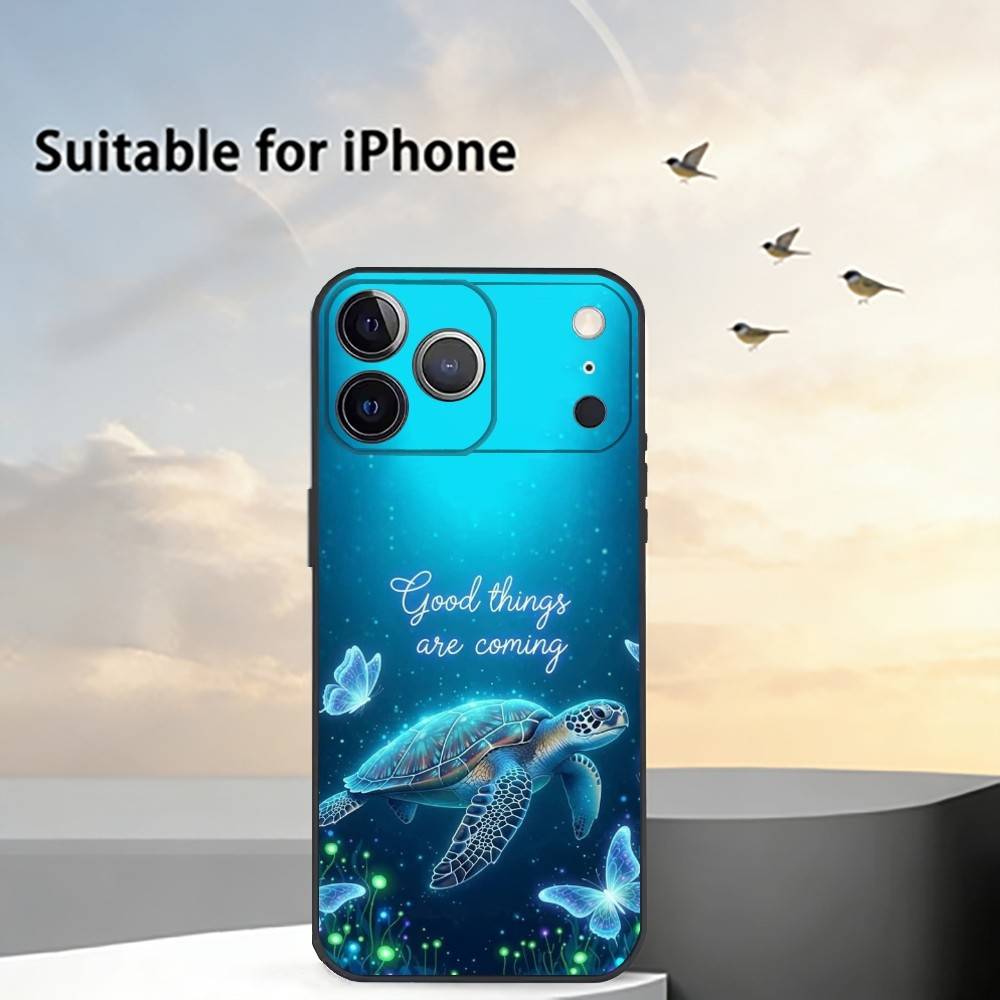 Cute Little T-Turtle Phone Case For iPhone 17, 16,15,14,13,12,11 Plus,Pro Max, Others Soft Black Cover