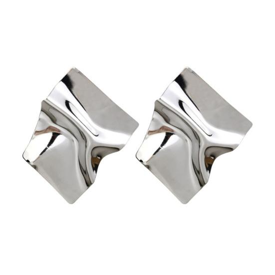 1 Pair Stud Earrings Geometric Irregular Design Metal Earrings Exaggerated Mirror Surface Drop Earrings Jewelry Gift