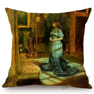 Famous Painting John Everett Millais The Blind Girl Ophelia Victoria Era Art Throw Pillow Case Pre-Raphaelite Sofa Cushion Cover