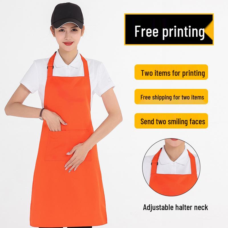 Waterproof Solid Color Apron - Unisex, Oil-Proof, Fashionable for Kitchen & Restaurant, Custom Logo Printing Available.