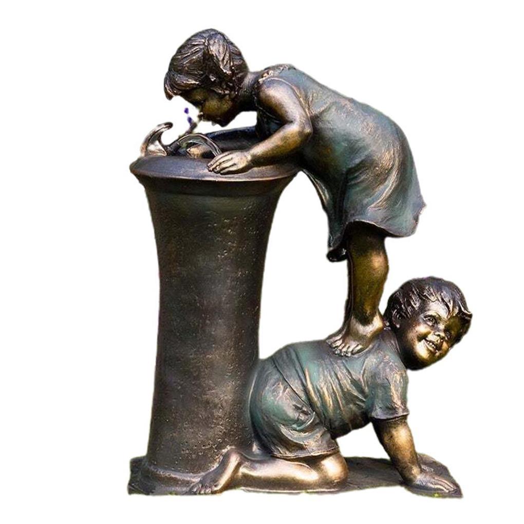 Chlapec A Dívka Zahrada Socha Vodopád Dekor Figurka Ornamenty Tlak