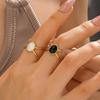 Fashion Enamel White Black Oval Ring Stainless Steel Hip-hop Minimalist Open Rings Women Zircon Christmas Gift Wholesale