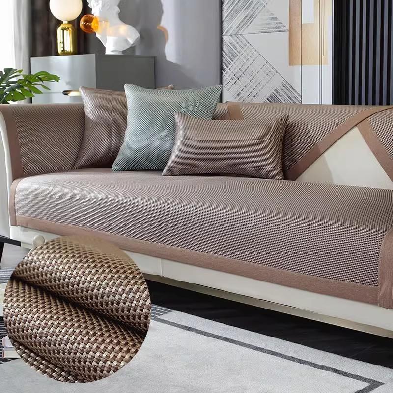 Cooling Rattan Straw Mat Sofa Cushion Summer Summer Seat Cushion for Summer Washed Ice Silk Non-Slip Sofa Cover Seat Cushion Ice Pad