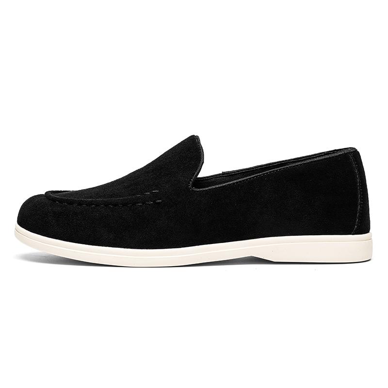Men's Suede Leather Slip-on Loafers British Style Flat Casual Dress Boat Shoes Lightweight Comfort