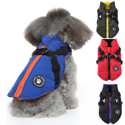 Winter Dog Vest With Integrated  No Pull Waterproof Warm Fleece Back Zipper For Small Medium Dog