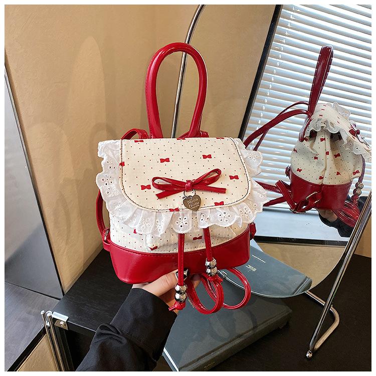 New fashion niche sweet ballet lace versatile backpack