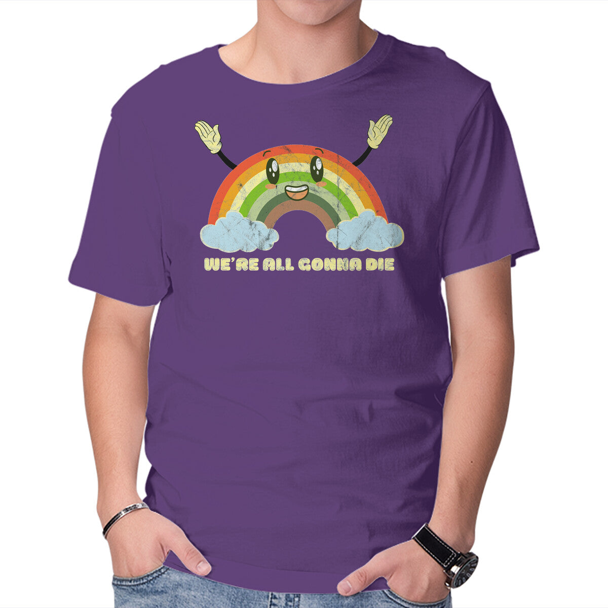 Unisex Crew Neck T-Shirt We re All Gonna Die Graphic Short Sleeve Casual Tee XXL