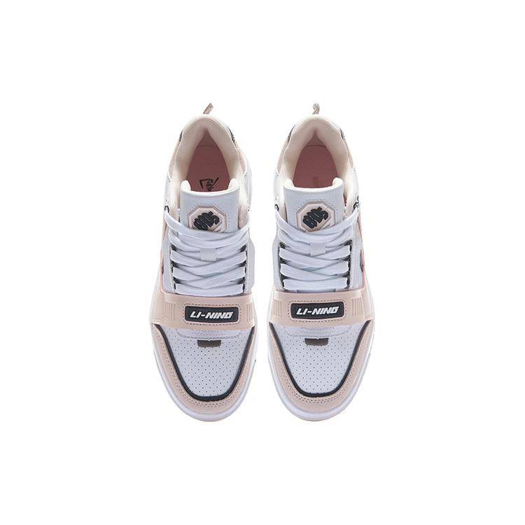 new LINING Badfive Vintage Basketball Shoes Women's Low Top Standard White/Soft Rose Pink