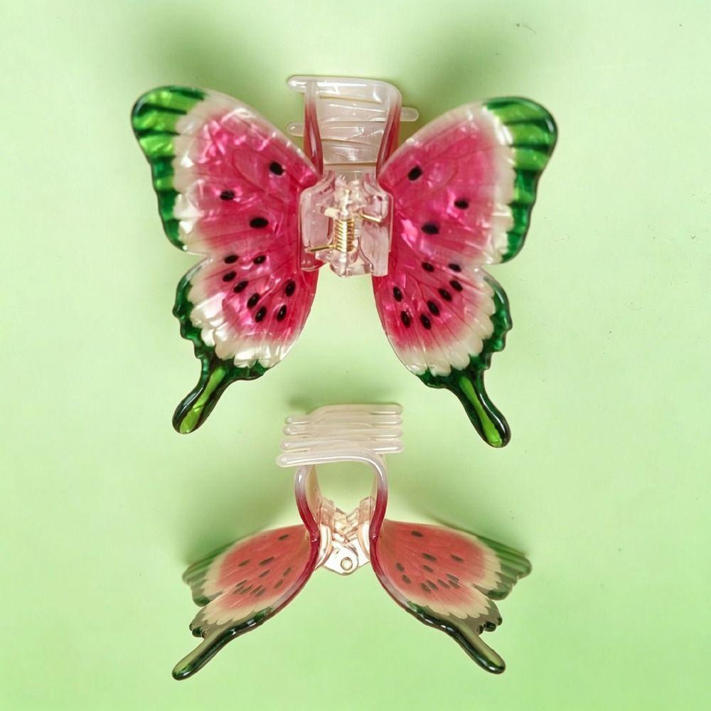 Animals Butterfly Hair Claw Cartoon Plastic Shark Clip Watermelon-Patterned Hair Clip Summer