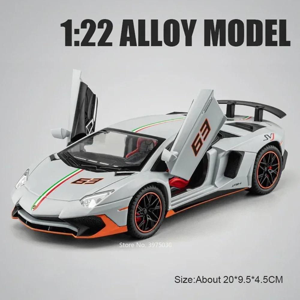 Scale 1:22 Supra LP780 Sports Car Model Toy Doors Opened Alloy Diecast Music Light Pull Back Models Presents for Children