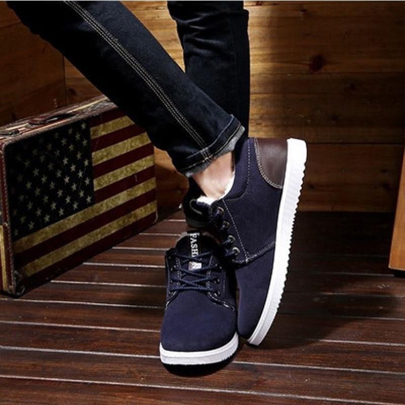 Men'ssports Shoes Autumn and Winter Warm Frosted Leather Sole Men's Shoes Plus Size Retro Casual Men's Boots Men
