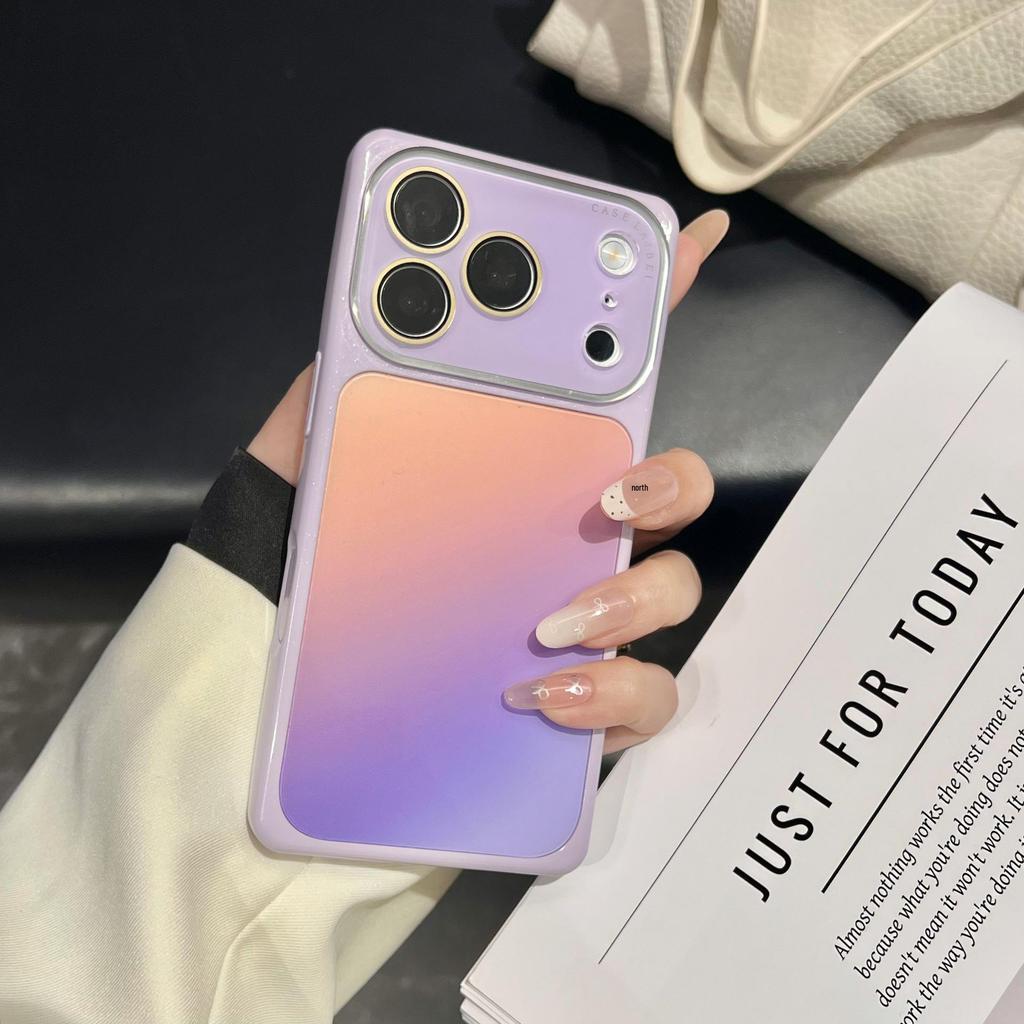 Gradient Square Window Phone Case for iPhone 17 Pro Max and Apple 16, High-End Color Block Design
