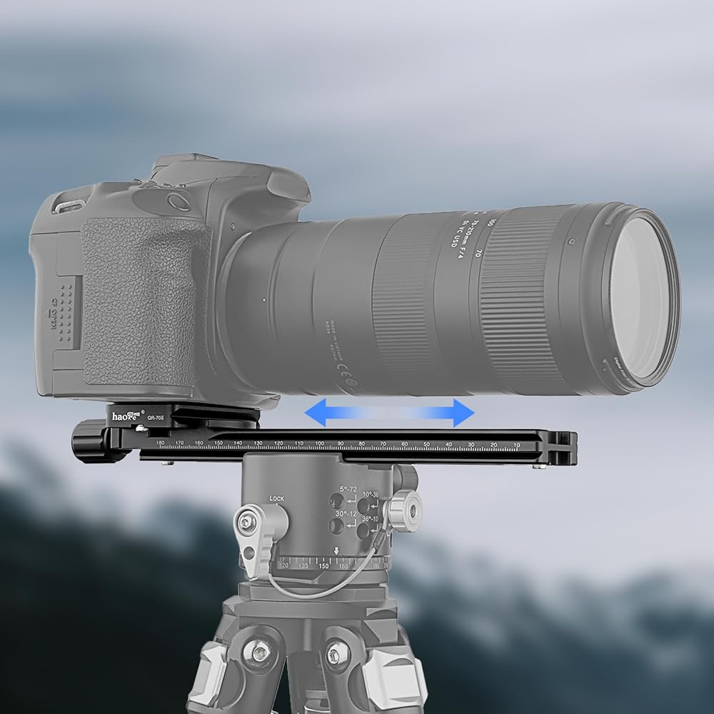 Haoge 200mm Nodal Slide Double Dovetail Focus Rail Plate with Metal Quick Release Clamp, 70mm Plate, for Camera Panorama Close-up Macro Photography, A