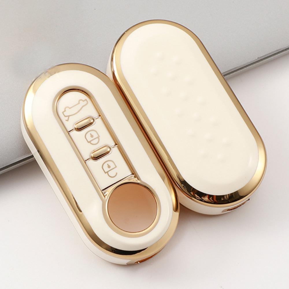 Schlüsselhülle mit goldenem Rand für Fiat 500 Bravo Iveco Daily Autoschlüssel Schutzhülle