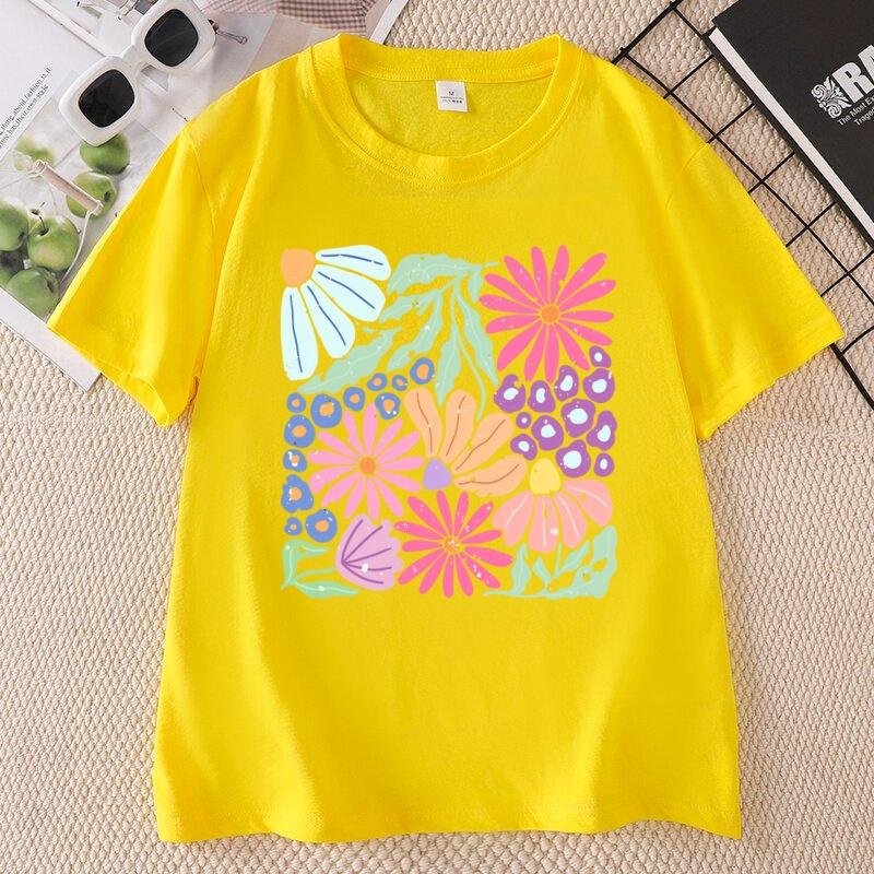 Trendy Boho Floral TShirt Unisex Flower Graphic Tshirt Cute Spring Garden Botanical Top Summer Unisexs Round Neck Printed