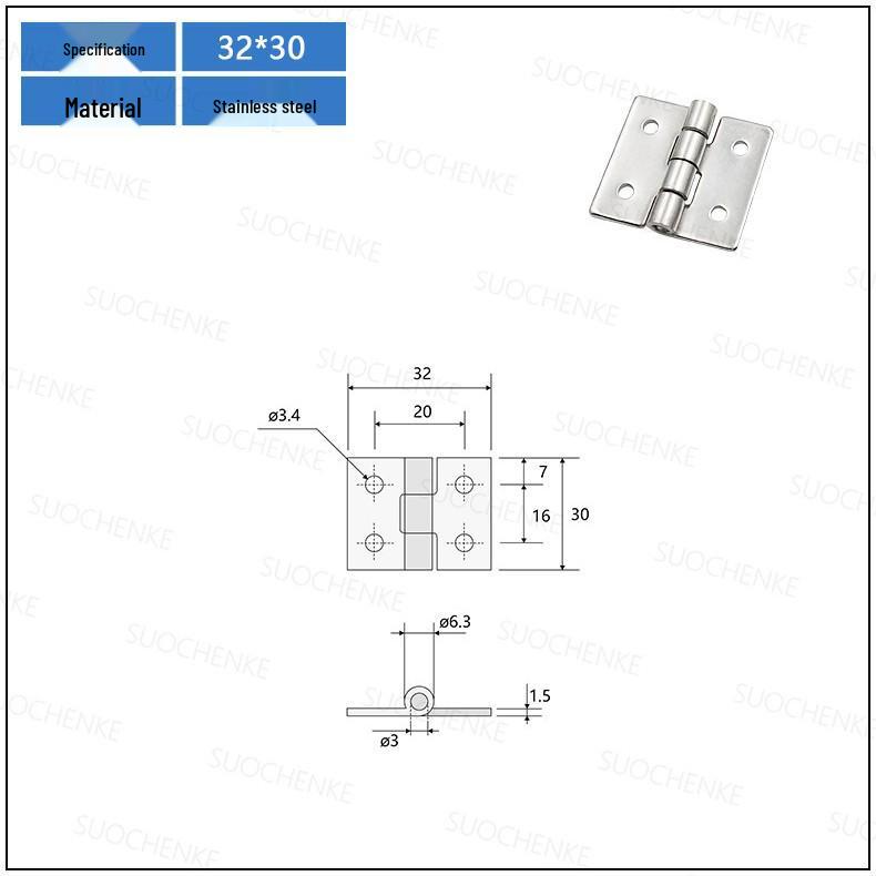 304 Stainless Steel Industrial Butterfly Hinge HHKS25/40/50/65/100 - Narrow Continuous Folding Hinge