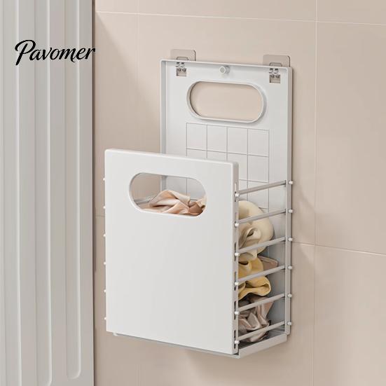 Durable Plastic Laundry Hamper Wall Mounted Hamper, Breathable Large Capacity Container, Foldable Apartment Organization Supplies Space Saving Storage