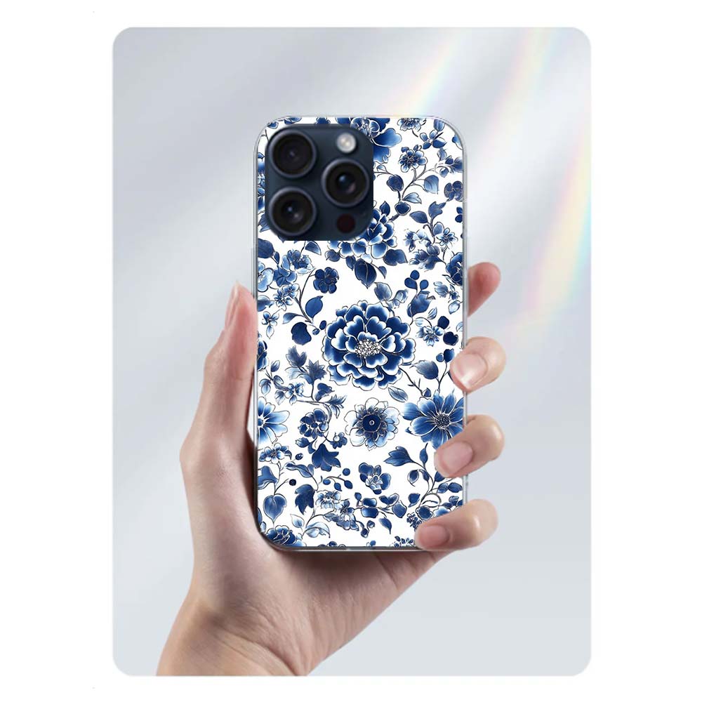 

Blue white Porcelain Pattern Clear Phone Case For Iphone 17 Air 16 Pro Max 15 Pro 14 Plus 17E 16E 11 13 12 Mini Cover Cases Fund iPhone 16