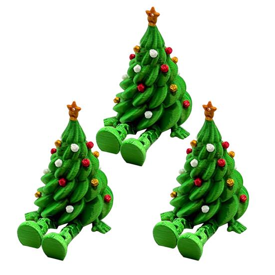 Articulated Christmas Tree Shelf Sitter 3D Printed Christmas Tree Desktop Figurine with Movable Joints Cute Holiday Desk Decor for Room Office
