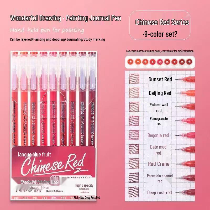 Morandi Color Large Capacity Blue Fruit Journal Pen - Colored Neutral Pen for Note-Taking and Highlighting