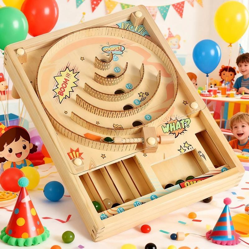 Wooden Pinball Machine Board Games Flipper Automat Mini Pinball Brain Teaser Pinball Table Game Party Social Adult Kids Toy Gift