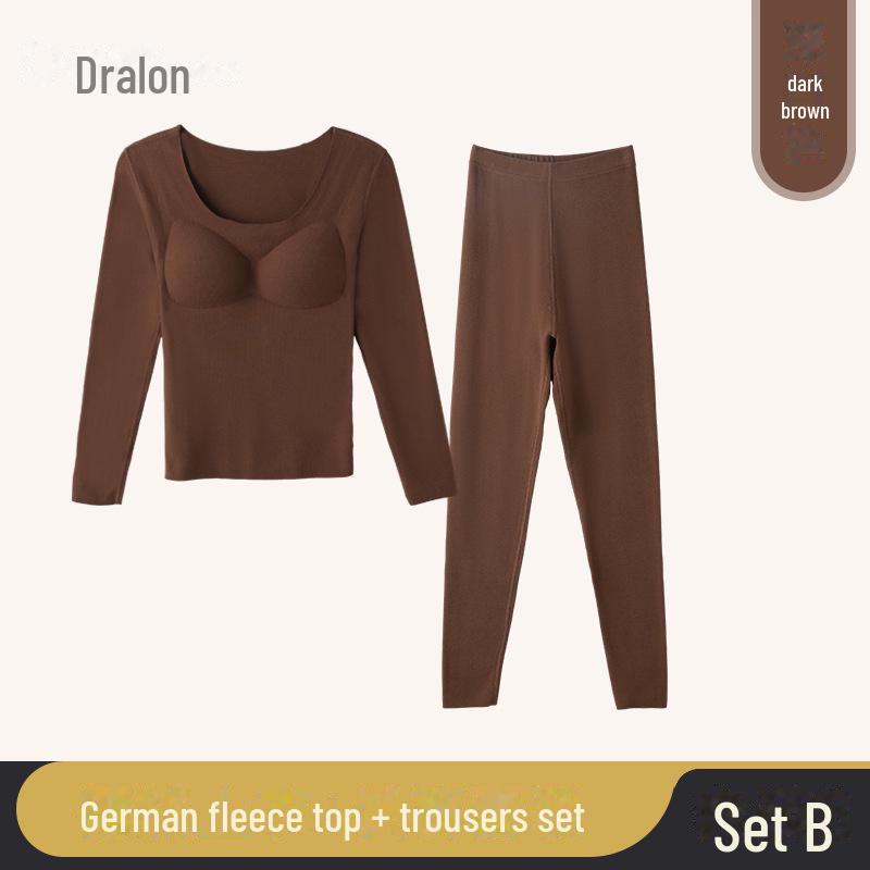 2023 Women's Seamless Autumn Thermal Set: German Velvet Warm Top & Pants