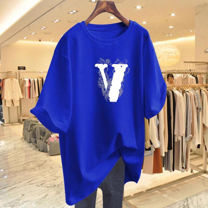 Oversized Dropped Shoulder White Letter Short Sleeve T-shirt for Women - Trendy Summer Fashion